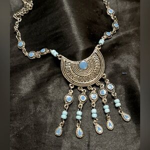 Vintage Ethnic Necklace Enamel African Tibetan Turquoise Beads Boho Jewelry